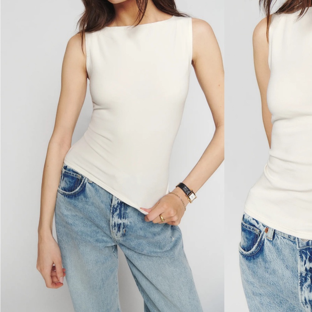 Reformation Dusk Knit Top White Small